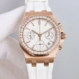 Chronograph Damenuhr Quarzwerk Uhr 37mm Fashion Business Armbanduhr Montre De Luxe für Damen