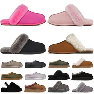 Pantofole Tasman Stivali da neve ultra da donna mini piattaforma Tasman Nero Castagna Pelliccia rossa semi di senape Stivaletti soffici stivali di pelliccia Taglia 36-43