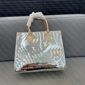 Большая сумка дизайнерская сумка для покупок Серебряная сумка Сумки на плечо с тиснением и буквами Роскошные кожаные винтажные сумки Женская сумка Модная сумка через плечо