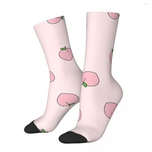 Men's Socks Happy Funny Peach Pattern On Light Pink Retro Harajuku Hip Hop Novelty Crew Crazy Sock Gift Printed