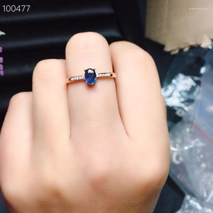 Klusterringar Simple 925 Silver Sapphire Ring for Daily Wear 4mm 6mm Natural Chinese Engagement Present Woman