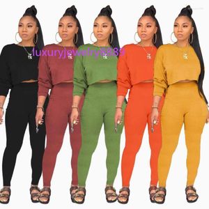 Women's Tracksuits Sexy Baby 001 Winter Women's Clothing Casual Solid Color Round Neck Long Sleeve Pocket Two-piece Suit WDL