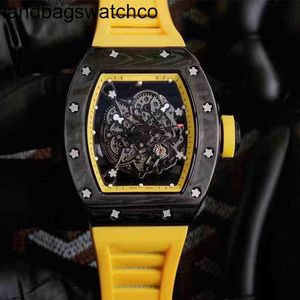 RicharMilles Watch Mechanical Movement Watch Rubber Strap Ceramic Dial Waterproof millls Rm055 Multifunctional Machine Carbon Fiber UEL0