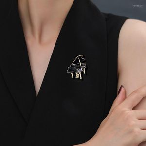 Brooches Fashion Enamel Black Piano Women Alloy Instruments Music Party Casual Brooch Pins Gifts 1PC