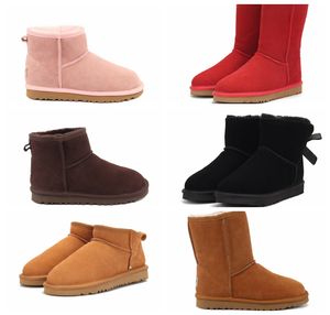 65Color Arm Topquality Women's Mini Luxury Snow Boots With Fur Guint läderstorlek 35-43