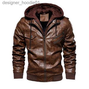 Erkekler kürk sahte kürk erkek ceketleri moda motosiklet deri ceket erkekler çıkarılabilir kaput sonbahar kış pu sıcak ceket erkek dış giyim boyutu S-4XL l230913