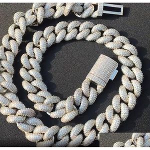 Fl Catena a maglie cubane con diamanti Catene ghiacciate in oro da uomo Collana Gioielli hip-hop 14mm Bracciale pesante spesso moda 3D Consegna a goccia Dhcis