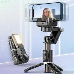 Selfie Monopods Tripods Q18 Gimbal Stabilizer Desktop Followup Mode Smartphone Selfie Stick with Fill Light for Huawei iPhone Cellphones J230427 L230913