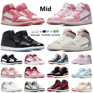 Mid basketskor för män Kvinnor Sneakers Valentines Day Milan Strawberries and Cream UNC Spece Jam Kentucky Varsity Purple Mens Trainers Sport Sneaker 36-45 GAI