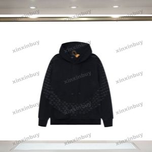 Xinxinbuy Men Designer Hoodie Sweatshirt 23SS Paneled Jacquard Letter Tyg Långärmkvinnor Black Green Brown Grey White S-2XL