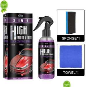 Alta proteção cerâmica lavagem de carro fortificar 3 em 1 revestimento rápido polonês selador spray nano revestimento polimento pulverização cera entrega gota dhrod