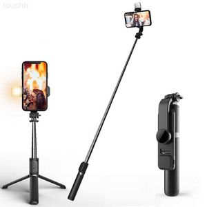 Selfie Monopods Q02S Kablosuz Bluetooth uyumlu selfie çubuk katlanabilir Mini Tripod Deklanşör IOS için Uzaktan Kumanda L230913