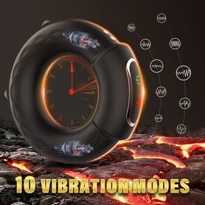 AA Designer Sex Toys Unissex Silicone Cock Ring 10 Modos Pênis Massagem Vibrador Função de Aquecimento Dual Motor Sex Toys Para Homens Masturbação Ejaculação Retardada