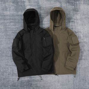 Autumn new American retro tooling hooded hardshell jacket waterproof, wet-resistant breathable coat DRYVENT shell fabric