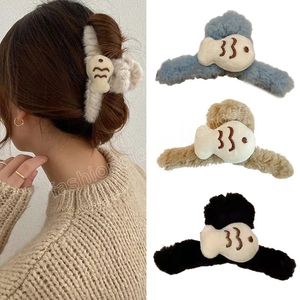 Cartoon Fish Hair Clip Soft Faux Fur Women Girls Hair Claws Fluffy Ponytail Hairpin DIY Plush Hair Accessories