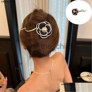 Hårklämmor Barrettes Hårklipp Barrettes Elegant Camellias Claw Clip for Women Bun Hairpin Headwear Metal Banana Twist Girl Tiara Drop Delivery Smycken OTHIX X0913