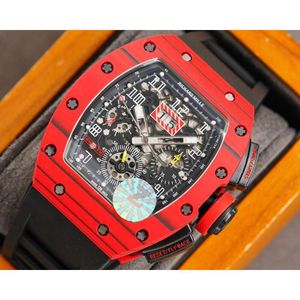 Superclone Automatisk klocka för män RM11-03 Kronografklockor 5AH3 Hög QualTiy Ntpt Carbon Fiber Case Mechanical Movement Uhr Montre de Luxe