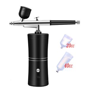 Spray Guns Portable Rechargeble Wireless Airbrush med kompressor Double Action Spray Gun For Face Beauty Nail Art Tattoo Craft Cake Paint 230912