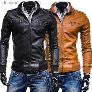 Pelliccia da uomo Pelliccia sintetica Giacca in pelle da uomo Abbigliamento genuino Moto Slim Colletto alla coreana Autunno spesso inverno cappotto caldo L230913