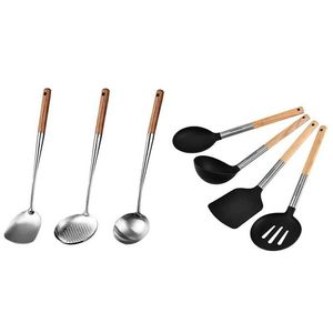 Dinnerware Sets Pcs Kitchen Cooking Utensil Set With Wok Spata And Ladle Skimmer Tool Drop Delivery Home Garden Dining Bar Dhaux