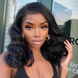 14" 16"glueles loose wave lace front short bob wigs pre-pluckd ocean wave full hd brazilian human hair wig shoulder length wavy bob african american hairstyle