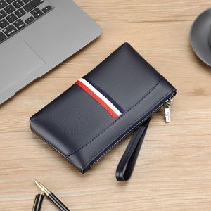 outlet men bags 3 colors daily Joker solid color leather mobile phone coin purse contrast stitching casual envelope bag street trend ribbon fashion wallet 3017#