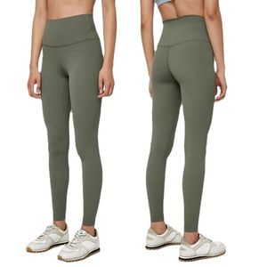 Tasarımcı Pantolon Kadın Yoga Pantolon Yüksek Elastik Çıplak Hisset Peach Kalça Utanç Yok Kapanış Çift Taraflı Fırçalı Spor Fitness Pantolon Lululemen Tayt