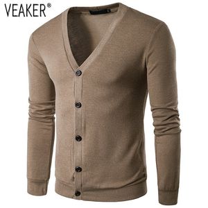 Mäns jackor Autumn V Neck tröja med manlig lång tröja Slim Fit Solid Color Casual Mens Coat Knitwear S 2XL 230912