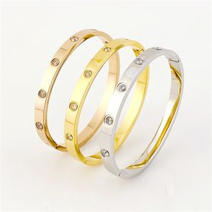 Bracciale con dieci diamanti designer amore braccialetto gioielli moda argento oro rosa acciaio inossidabile classici coppia a scatto bracciali stella cielo pieno braccialetti Bracciale Donna Uomo