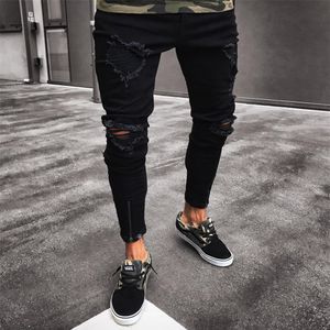 Męskie dżinsy Cool Designer Marka Black Jean Skinny Risted Zniszczone rozciągnięte Slim Fit Spodnie Hip Hop z otworami dla mężczyzn261Q