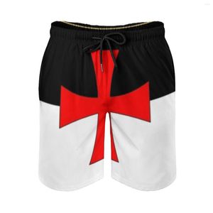 Mäns shorts anime strand flagga av riddarna templar lös elastisk kausal manlig sport justerbar dragkord andas