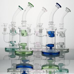 Wholesale 5 Colors Creative Smoking Glass Pink Glass Bong Smoking Pipe Hookah Water Pipes Glass Bongs Oil Dab Rigs Double Recycler