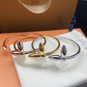 Fashion Plated Gold Charm Bangle classic Copper Bracelets Jewelry for Woman Men Lover Bracelets party wedding gift with box G239136PE-3