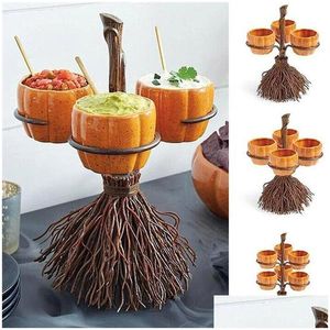 Dishes Plates Halloween Pumpkin Snack Rack Witch Bowl Stand Cake Dessert Fruit Party Buffet Display Tray For Serving Platesdishes Drop Dhhec