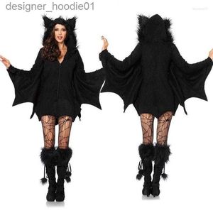 Kobiety Jumpsuits Rompers Kobiety Jumpsuits Woman Vampire nietoperz kostium dla dorosłych kombajny kombinezon Halloween Fancy Dress Strój Maskarady Party Animals L230913