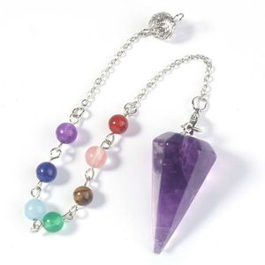 Anhänger Halsketten Naturstein Opal Heilung Pendel Edelstein Reiki Heilung für Weissagung Kegel Crysta Spiritueller Sechseck Quarzl Schmuck