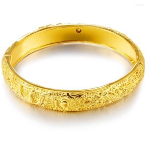 Bangle Phoenix Dragon Pattern Womens Solid Yellow Gold Filled Armband Classic Style Wedding Party Accessories