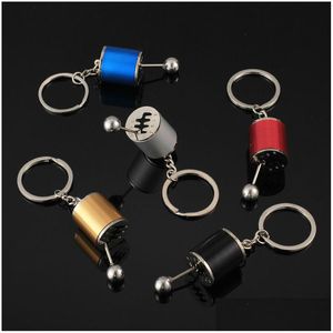 Creative 6 Speed ​​Gear Head Keychains Manual Transmission Spak Metal Key Ring Car Refitting Alloy Pendant Keychain Drop Delivery