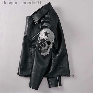 Men's Faux Fur Leather Jacket, Autumn Winter Fashion, Casual Hip-Hop Punk Style, Black