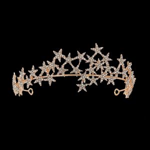 Rhinestone Stars Tiaras Bride Wedding Hair Akcesoria Kryształowa korona tiara ręka norda norka biżuteria do włosów prezent na imprezę