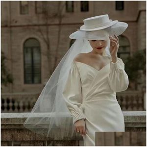 Wide Brim Hats Bucket High End White French Bridal Hat Exquisite Fashion Studio P O Shoot Accessories 221119 Drop Delivery Scarves Glo Dhxnl