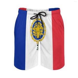 Mäns shorts franska flagga Frankrike anime kausalklassisk justerbar dragsko andas andas snabba torr strand shortsrunning lös elastisk hawaii