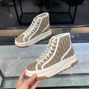 Designer tênis 1977 sapato tênis casuais sapatos altos mulheres carta sneaker bege ébano sapato de lona luxo tecido guarnições sapatos grossos sola 01