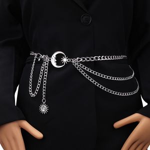 1Pc Mond Multilayer Metall Kette Taille Kette Damen Taille Kette Gürtel Kleid Rock Gürtel Mit Mond Stern Gürtel gold Silber Kleidung