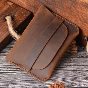 Card Holders Retro Crazy Horse Leather Coin Purse First Layer Cowhide Holder Storage European And American Style