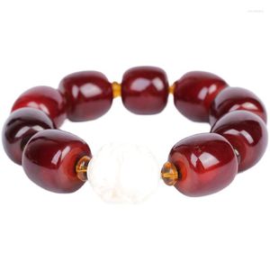 Pulseira de caveira de iaque de sangue completo Strand Tibete Contas de Buda Desenho de dinheiro masculino Pi Xiu