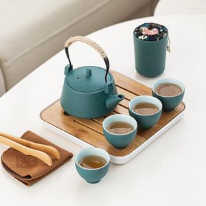 Teaware sätter kreativ keramisk retro kinesisk designer utomhus bärbar te -set högkvalitativ reseaktivitet