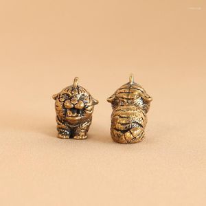 Charms Vintage Brass Mini Tiger Keychain Pendant Domineering Animal Charm For Jewelry Making DIY Necklace Bracelet Handmade Accessories