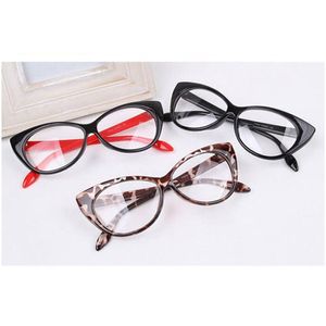 Solglasögon ramar grossist- vintage röda leopard svarta glasögon ram mode klassiska kattögon design clear lins glasögon glasögon f dh9y0