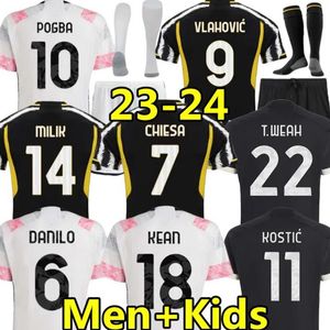 23 24 24 Cuadrado Chiesa Milik Juve Soccer Jerseys Vlahovic Fan Player Wersja 2023 2024 BONUCCI Koszulki piłkarskie Di Maria Soccer Maglie da Calito Men Set Set Kids Set